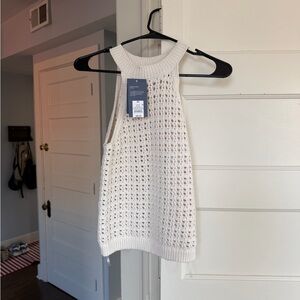 New Cream Knit crochet Sleeveless Top
